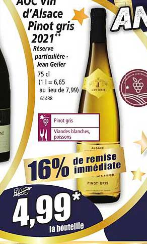 aoc vin d'alsace pinot gris 2021 réserve particulière jean geiler