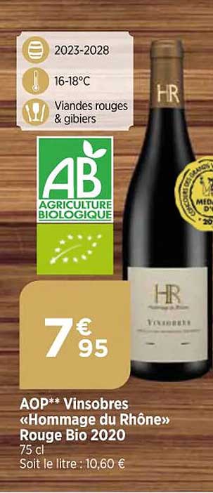 aop  vinsobres "hommage du rhône" rouge bio 2020