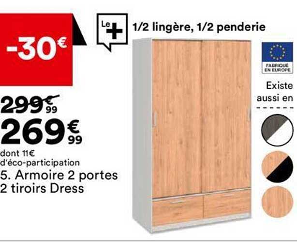 armoir 2 portes 2 tiroirs dress