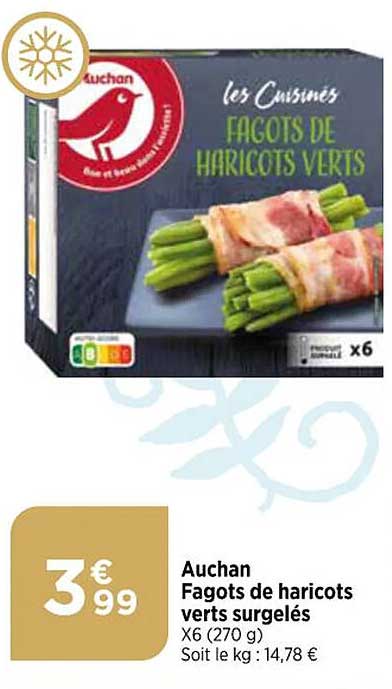 auchan fagots  de haricots  verts surgelés