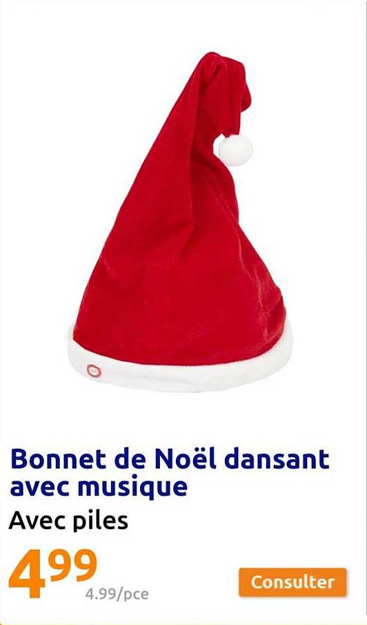 bonnet  de noël dansant  avec  musique