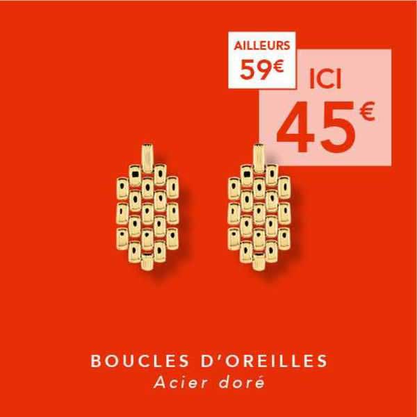 boucles  d'oreilles  acier doré