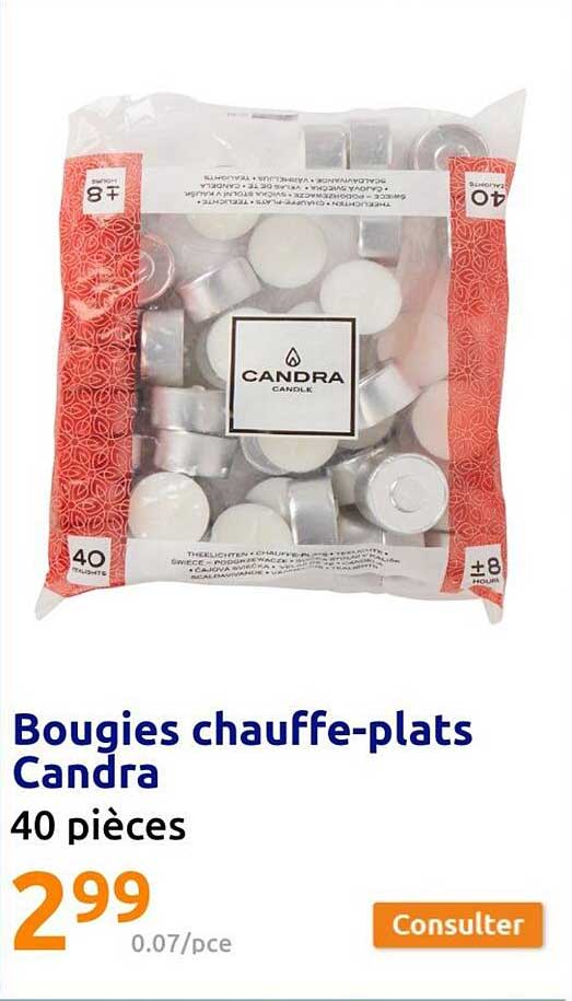 bougies chauffe-plats candra