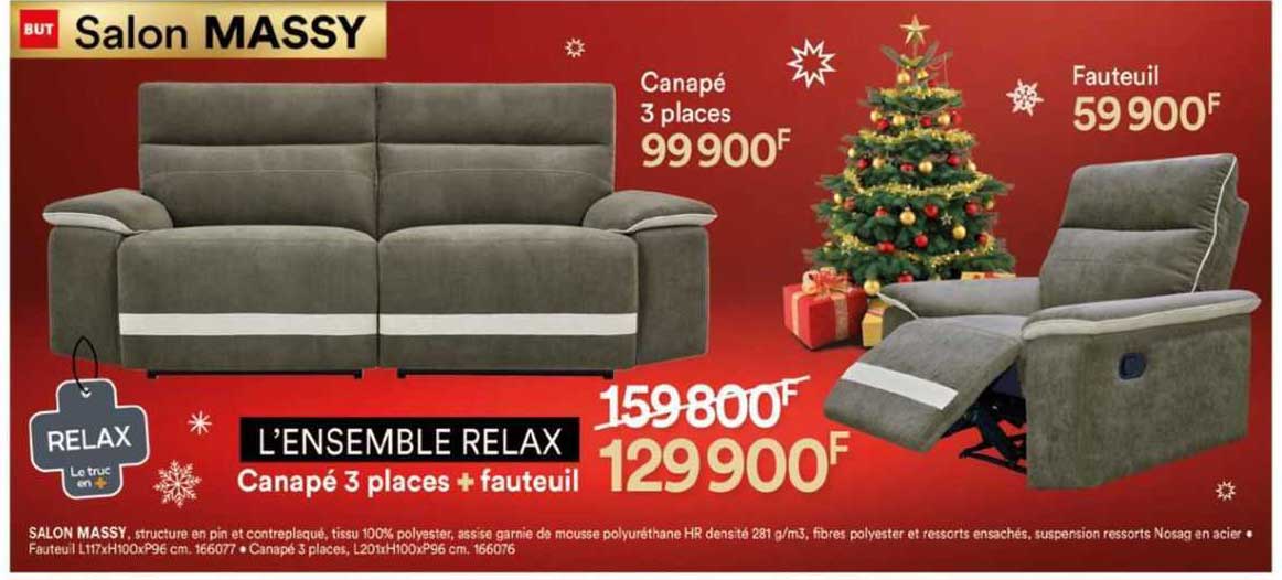 Canapé 3 Places Massy, Fauteuil Massy