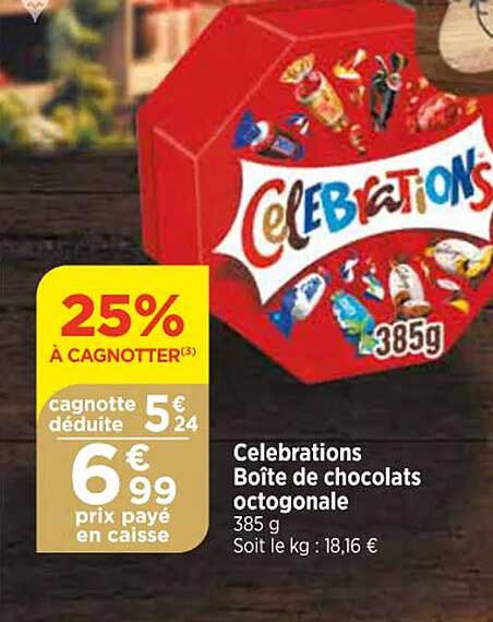 célébrations boîte de chocolats octogonale