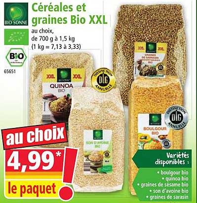 céréales et graines bio xxl bio sonne
