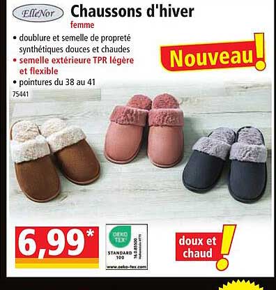 chaussons d'hiver femme elleNor