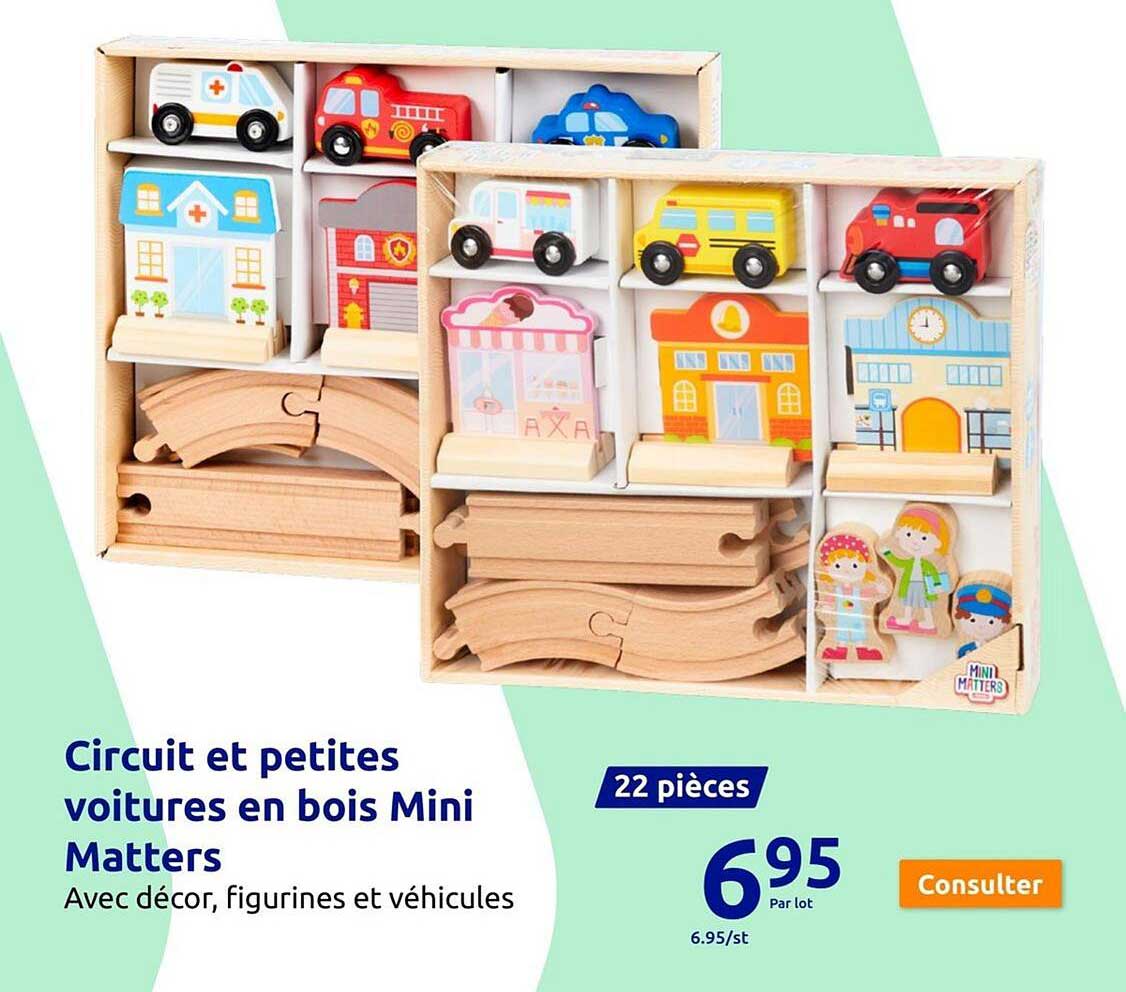 circuit et petites voitures en bois mini matters