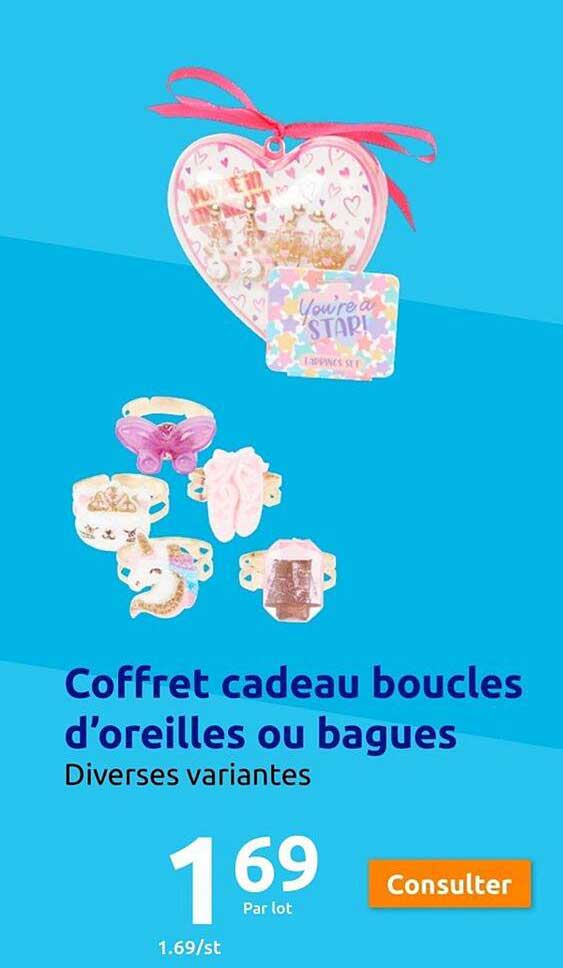 coffret  cadeau boucles d'oreilles ou bagues