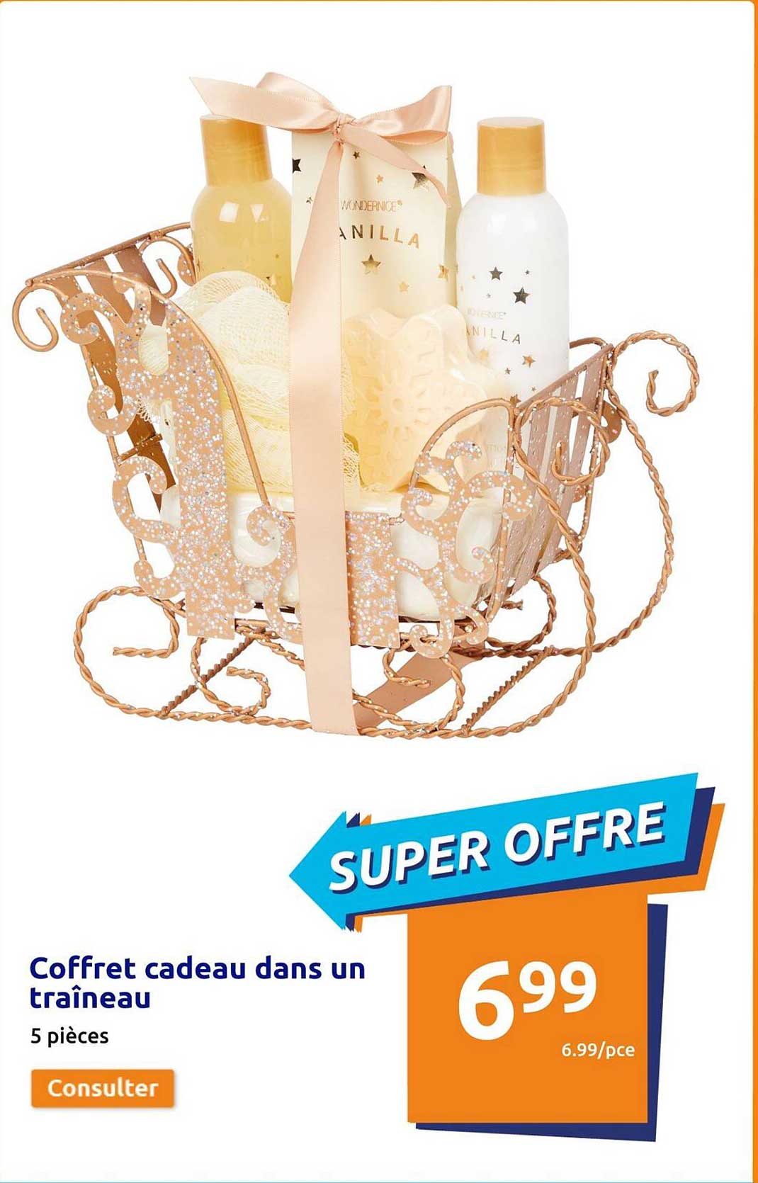 coffret cadeau dans un traîneau