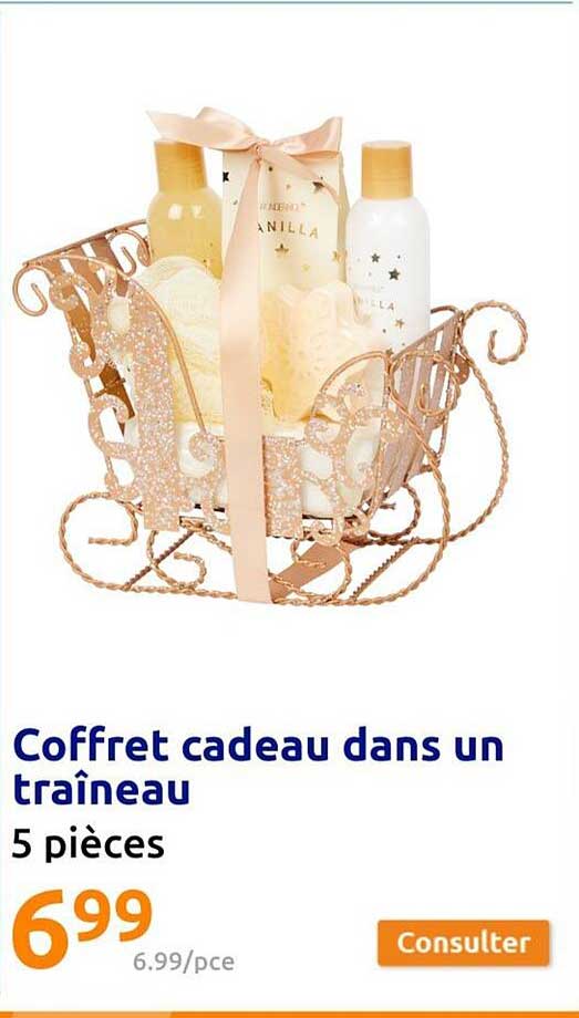 coffret cadeau dans un traîneau