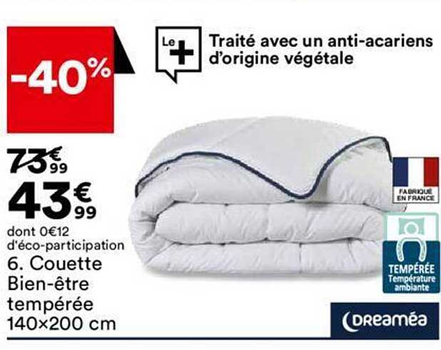 couette bien-être tempérée 140x200 cm