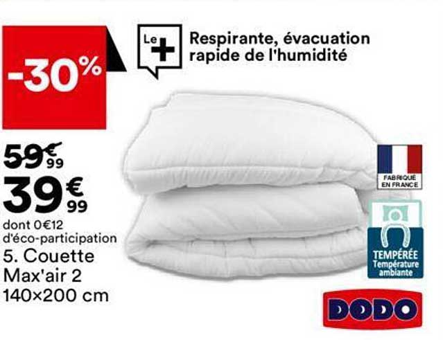 couette max'air 2 140x200 cm dodo