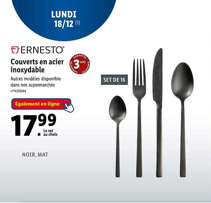 couverts en acier inoxydable ernesto