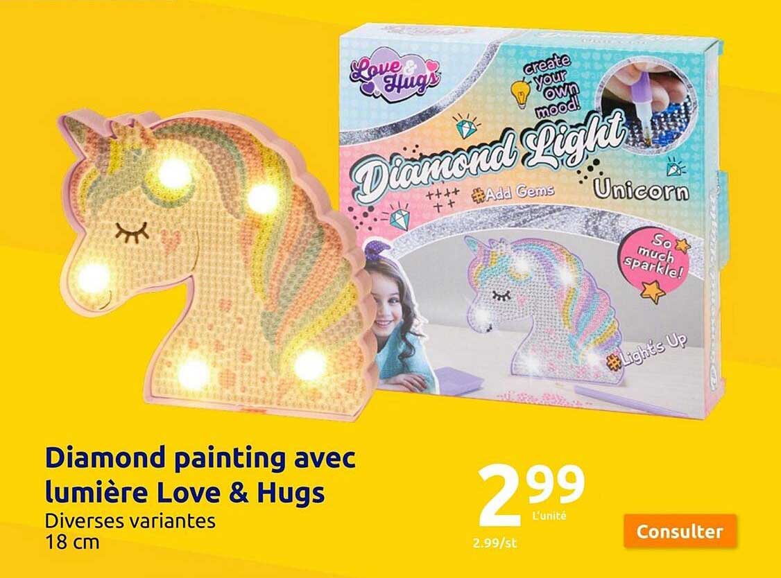diamond painting avec lumière love & hugs