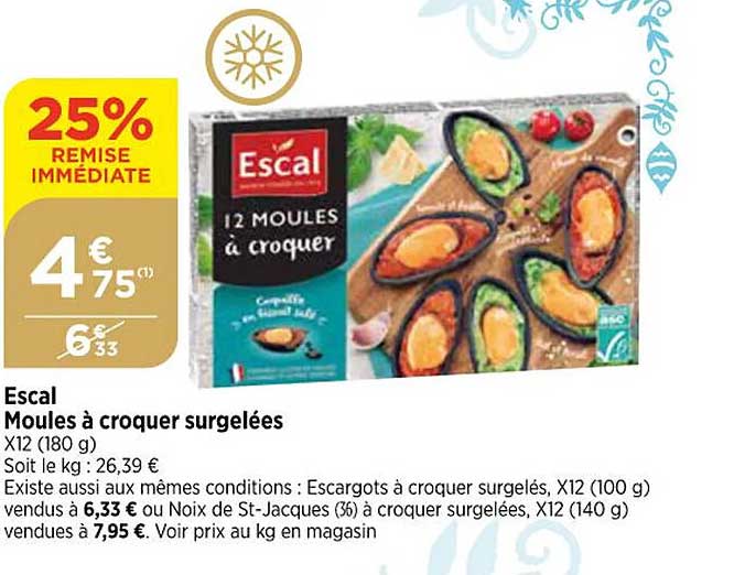 escal moules à croquer surgelées