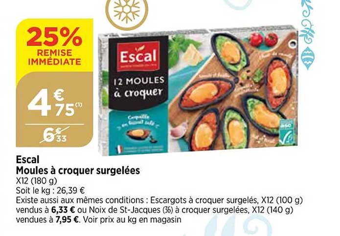 escal moules à croquer surgelées