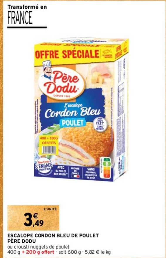 escalope cordon bleu de poulet père dodu