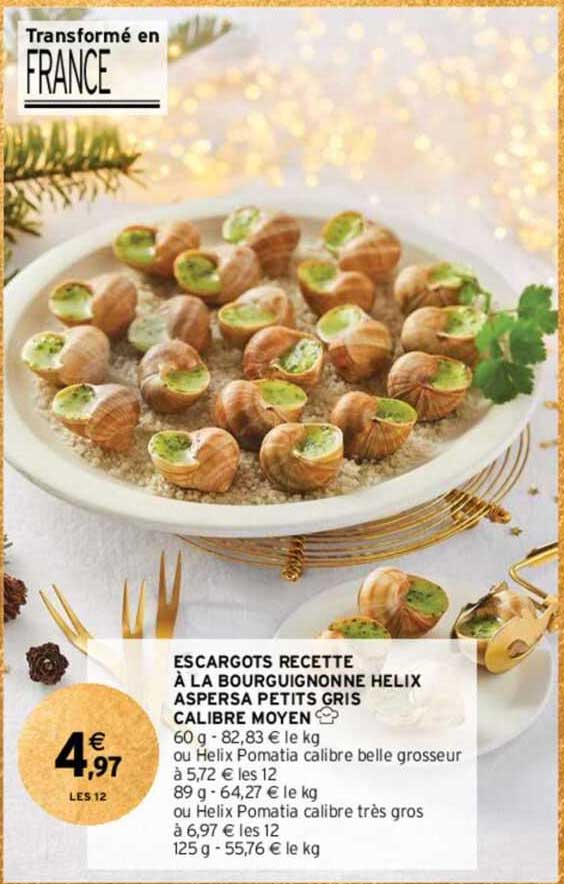 escargots recette à la bourguignonne helix aspersa petits gris calibre moyen