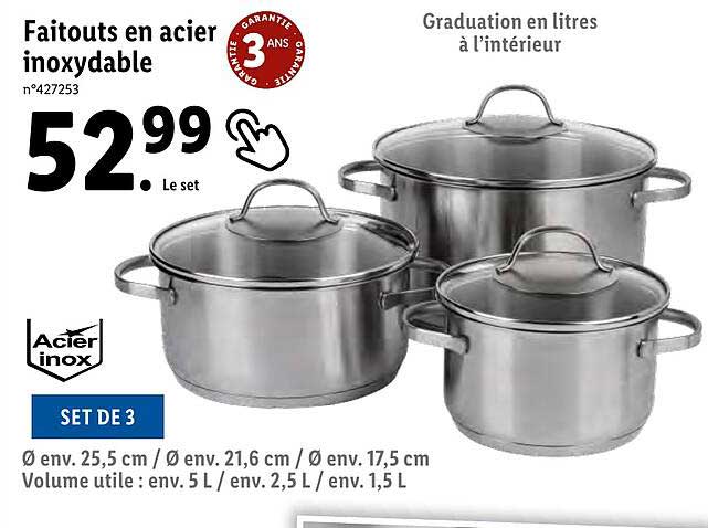 faitouts en acier inoxydable