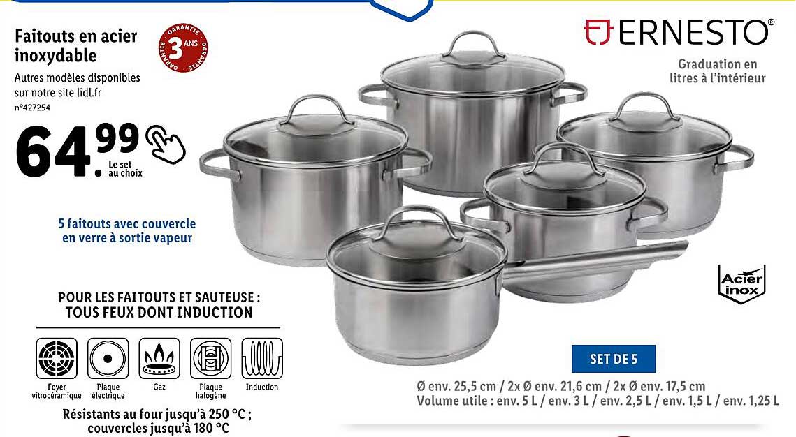 faitouts en acier inoxydable ernesto