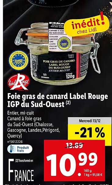 foie gras de canard label rouge igp du sud-ouest