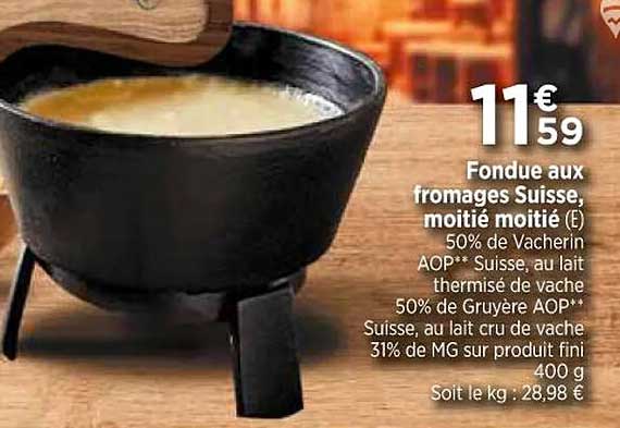 fondue aux fromages suisse, moitié moitié