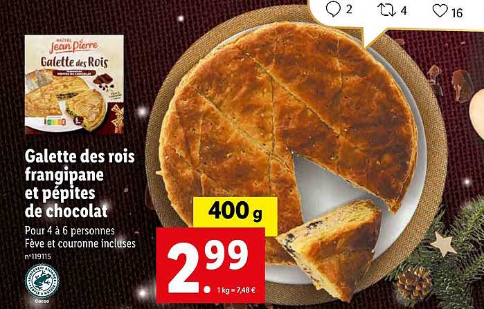 galette des rois frangipane et pépites de chocolat