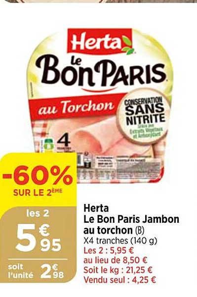 Herta Le Bon Paris Jambon Au Torchon