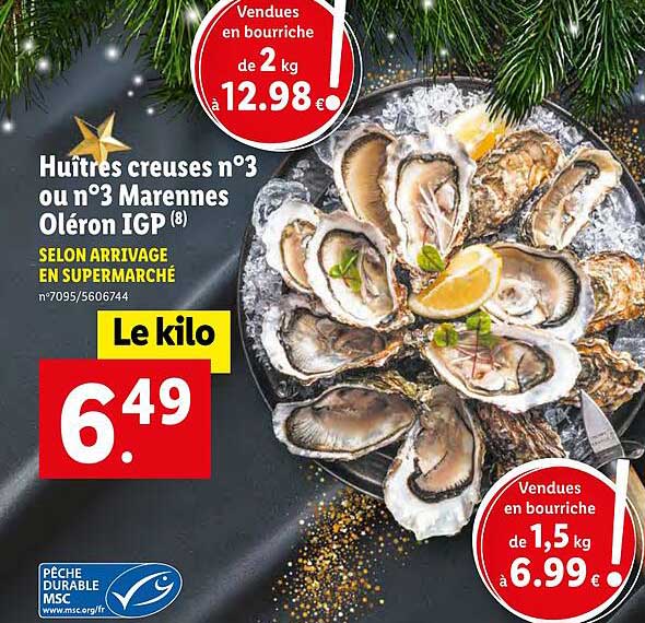 huîtres creusés n°3 ou n°3 marennes oléron igp