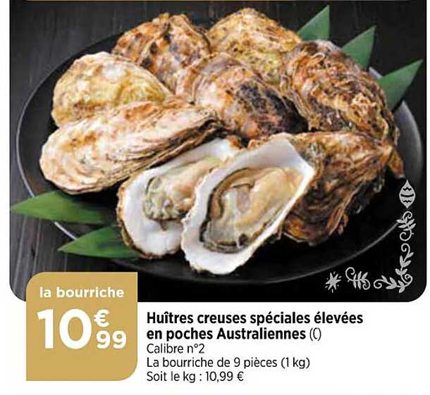 huîtres creusés spéciales élevées en poches australiennes