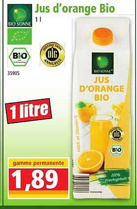 jus d'orange bio bio sonne