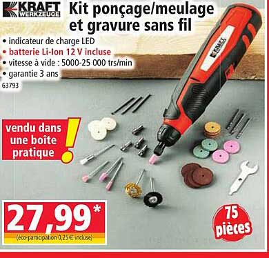 kit ponçage/meulage et gravure sans fil kraft werkzeuge