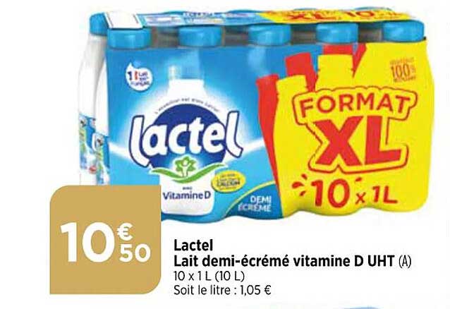 lactel lait demi-écrémé vitamine d uht