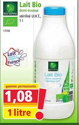 lait bio demi-écrémé bio sonne