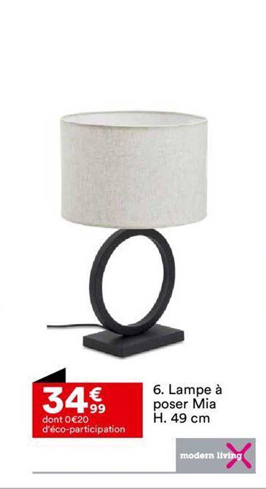 lampe à poser mia h. 49 cm modern living