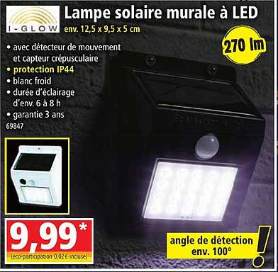 lampe solaire murale à led i-glow