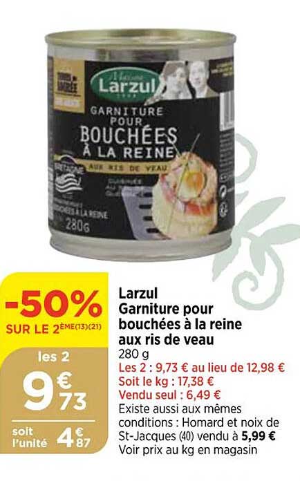 larzul garnitur pour bouchées à la reine  aux ris  de veau