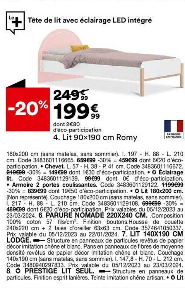 lit 90 x 190 cm romy