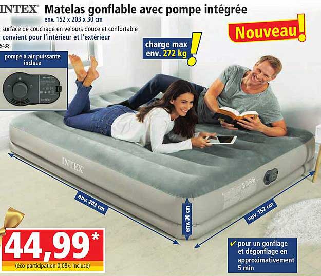 matelas gonflable avec pompe intégrée intex