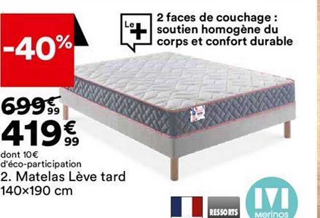 matelas lève tard 140x190 cm