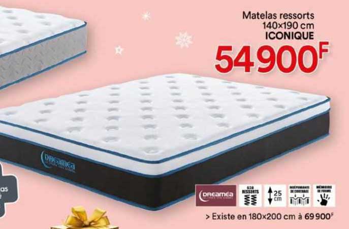 matelas ressorts 140 x 190 cm iconique dreaméa