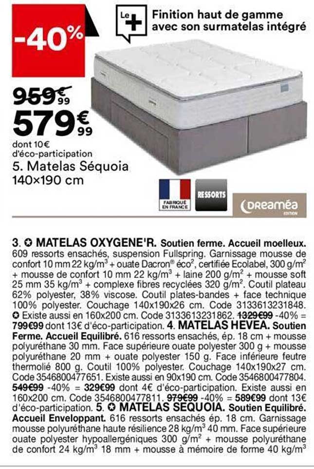 matelas séquoia 140x190 cm