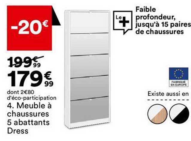 meuble à chaussures 5 abattants dress