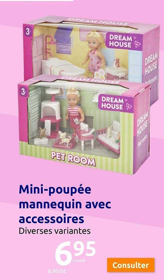mini-poupée mannequin avec accessoires