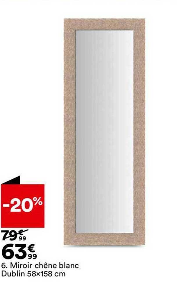 Miroir Chêne Blanc Dublin 58x158 Cm
