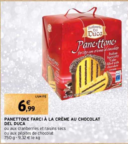 panettone farci à la crème au chocolat del duca