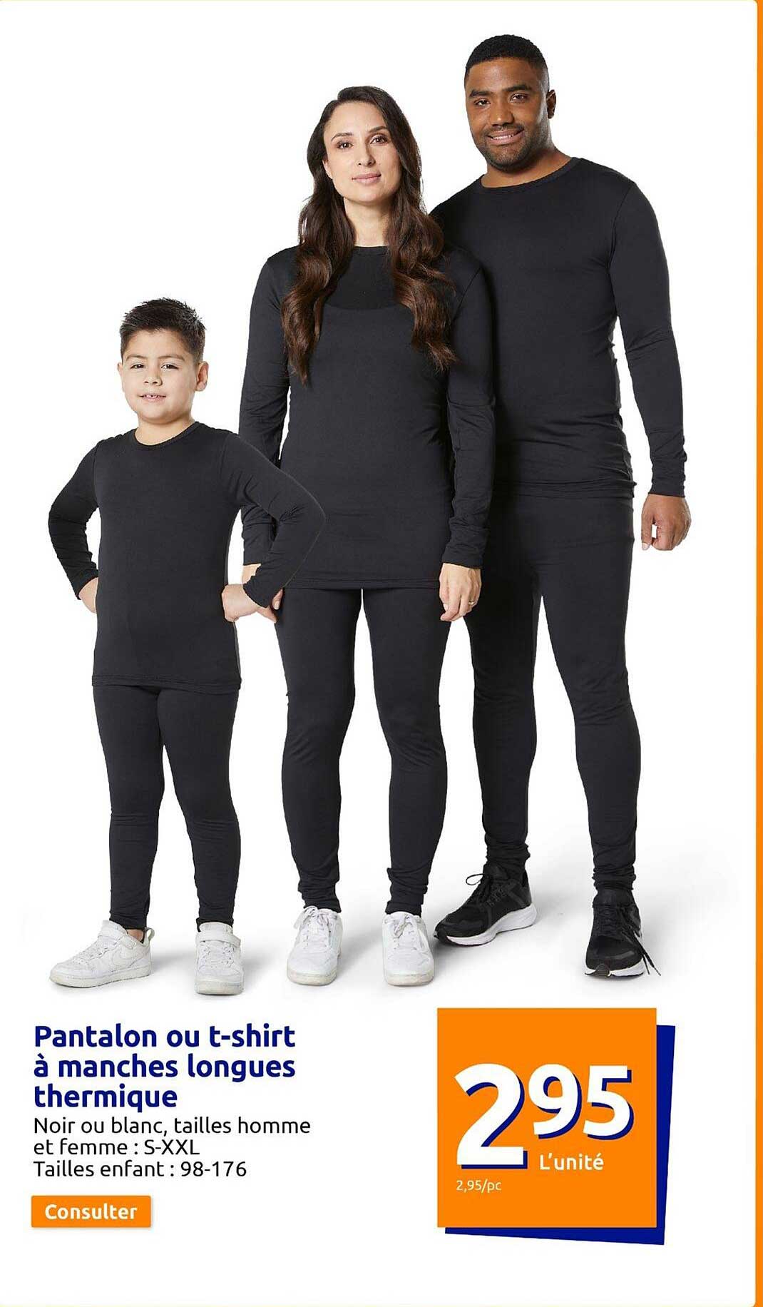 pantalon ou t-shirt à manches  longues  thermique