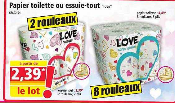 papier toilette ou essuie-tout "love"