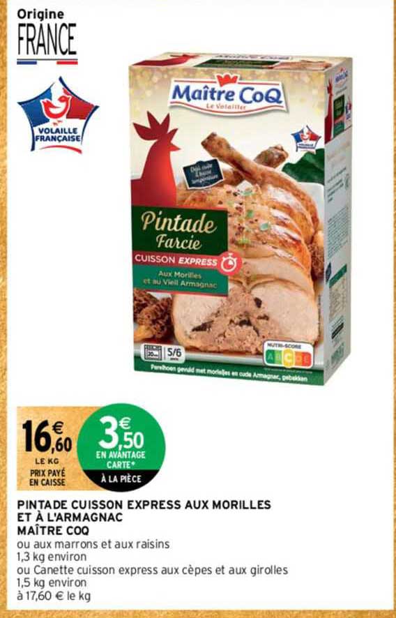 pintade cuisson express aux morilles et à l'armagnac maître coq